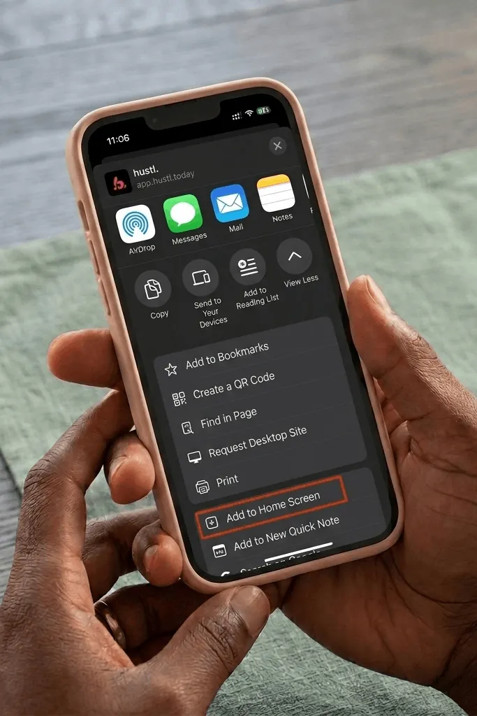 Step 3: Scroll and tap Add to Home Screen.