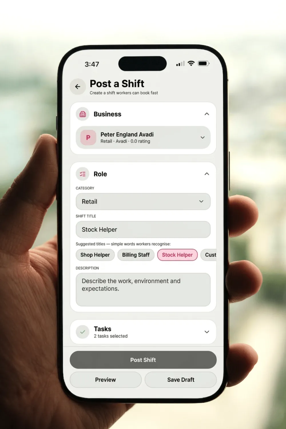 Partner app: post a shift workers can book fast